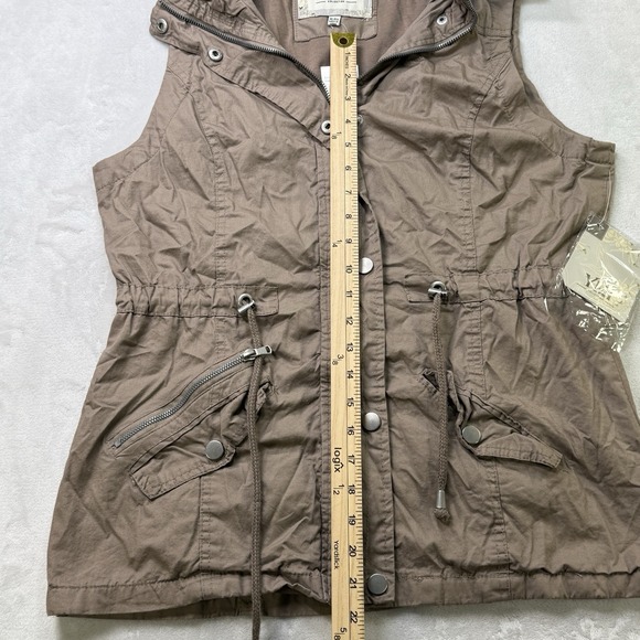 YMI Utility Hooded Anorak Vest Cinder Brown Zip Drawstring NWT Size XL/EG - Picture 3 of 9